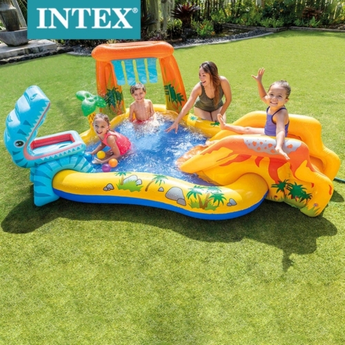 intex57444 dinosaur volcano slide inflatable pool baby sand ocean ball pool inflatable toys wholesale