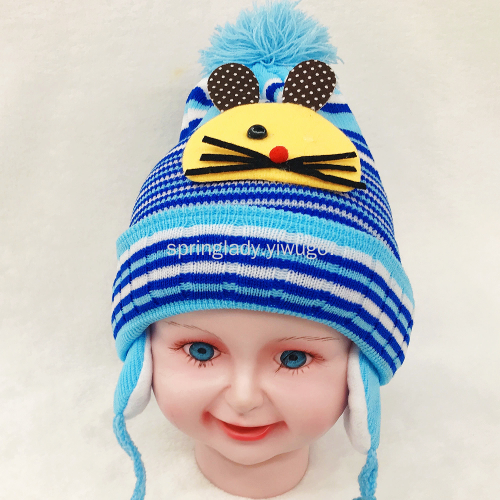 spring lady autumn and winter knitted wool hat children‘s hat baby warm earmuffs children‘s hat