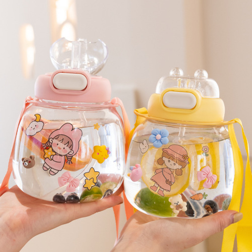water cup girls large capacity straw cup high-looking big belly bottle 2022 new summer internet celebrity kettle children‘s cup