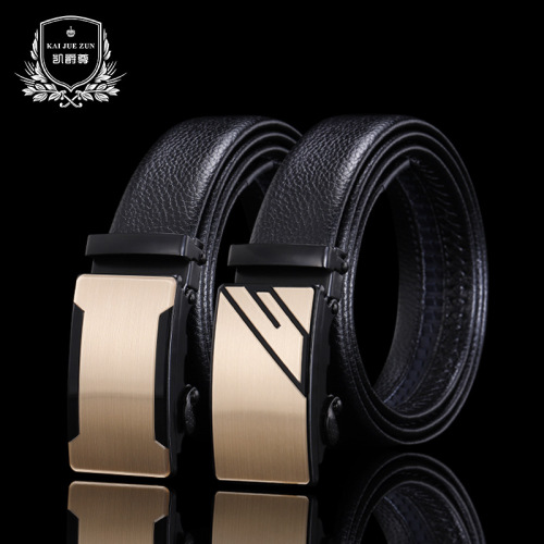 men‘s automatic buckle stall belt leisure business scratch-resistant wear-resistant edge wrapping gift belt pants belt