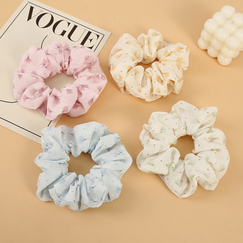 Korean Sweet Floral Hair Band Simple Rubber Band Internet Celebrity Ins Internet Celebrity Simple Tie Head Large Intestine Ring Fabric Hair Rope 