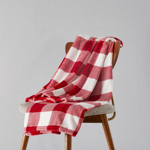modern minimalist winter bedroom blanket red and white plaid double-sided fleece blanket customized comfortable warm nap blanket