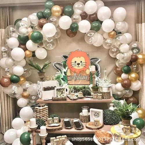 Vintage Latex Balloon Chain Olive Green Avocado Green Balloon Set Birthday Party Decoration Scene Layout