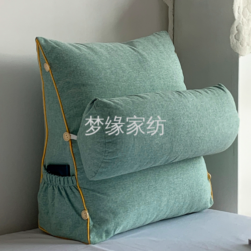 linen triangle cushion bedside cushion pillow office waist pillow large backrest