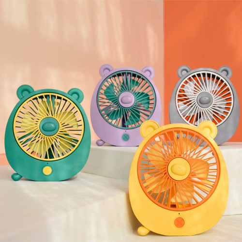 Small Bear Desktop Fan Contrast Color Handheld Student Dormitory Office Learning Summer Heat Dissipation Activity Gift