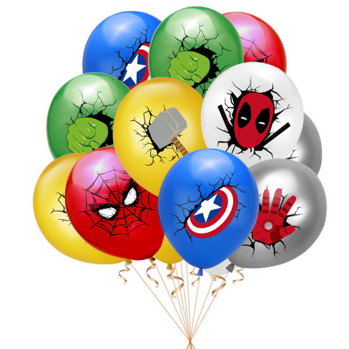 12-Inch Superhero Boy Birthday Gift Spider-Man Iron Man Captain America Multicolor Latex Printing Balloon