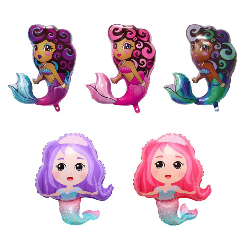 Factory Direct Barbie Mermaid Phosphor Purple Fantasy Mermaid Princess Balloon Girl Toy Cartoon Aluminum Film Ball