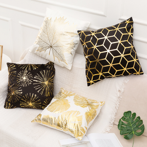 Amazon Bronzing Pillow Nordic Geometric Pillowcase Sofa Bed Short-Plush Cushion Pillow Back Cover