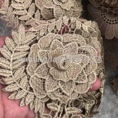 water soluble gold thread stereo flower