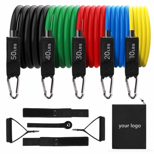 amazon hot sale 11-piece fitness pull rope set tpe yoga pull 11-piece pull belt