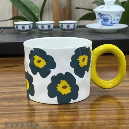 Breakfast Cup Milk Cup Jingdezhen Ceramic Coffee Cup Coffee Spoon Mug Ceramic Cup Kitchen Supplies New