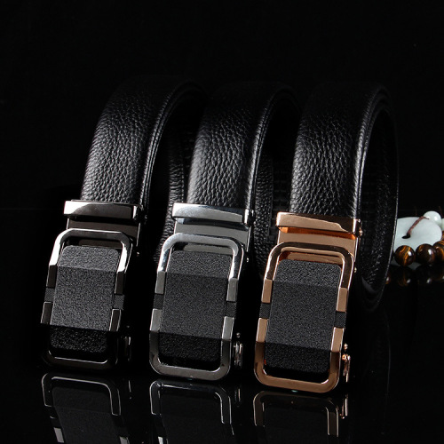 New Men‘s Cowhide automatic Buckle Belt Korean Fashion Trend First Layer Cowhide Belt Middle and Young Men‘s Pants Belt 