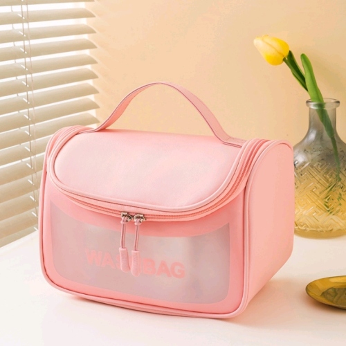 New Pu Frosted Cosmetic Bag Large Capacity Waterproof Portable Portable Toiletry Bag Multi-Function Hook Wash Storage Bag
