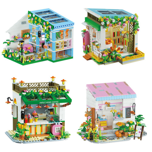 diy assembling fairy tale town small particle street view building blocks miniature diamond particles assembling small house educational toys