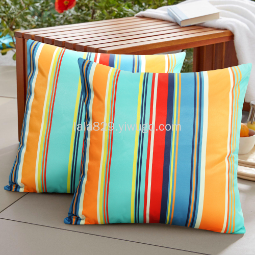 022 Amazon Outdoor Throw Pillow Cover Geometric Stripe Printed Waterproof Pillowcase Patio Garden Sofa Cushion Cover 