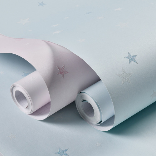 Non-Woven Children‘s Room XINGX Thickened Self-Adhesive Wallpaper Cozy Bedroom Stickers Blue Pink Princess Room Refurbished Wallpaper
