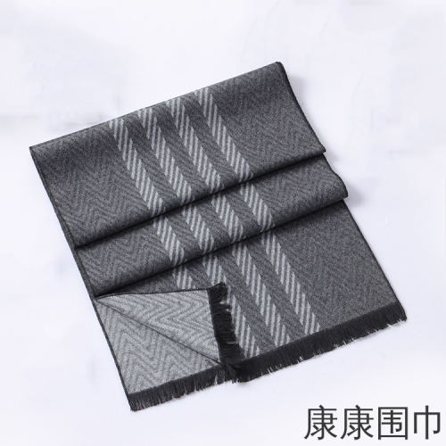 foreign trade men‘s scarf wholesale factory men‘s autumn and winter scarf striped scarf artificial cashmere scarf source manufacturer