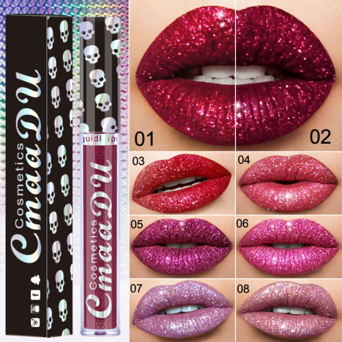 Cross-Border E-Commerce Exclusively for Laser Skull Diamond Magic Color Lip Gloss Lipstick