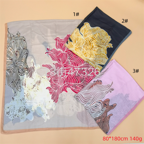 New Peony Flower Long Scarf Autumn and Winter Warm Printing Scarf Foreign Trade Hot Selling Scarf Scarf Shawl Spot