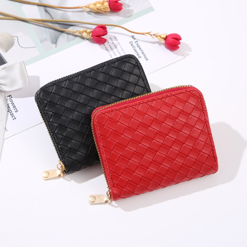 new short women‘s wallet woven wallet simple coin purse large capacity wallet small clutch factory spot