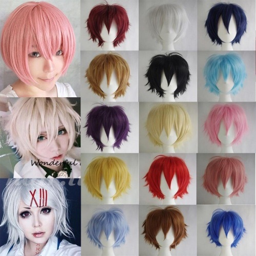 foreign trade european and american cosplay anime wig universal color harajuku anti-curling men‘s short hair anti-curling modeling