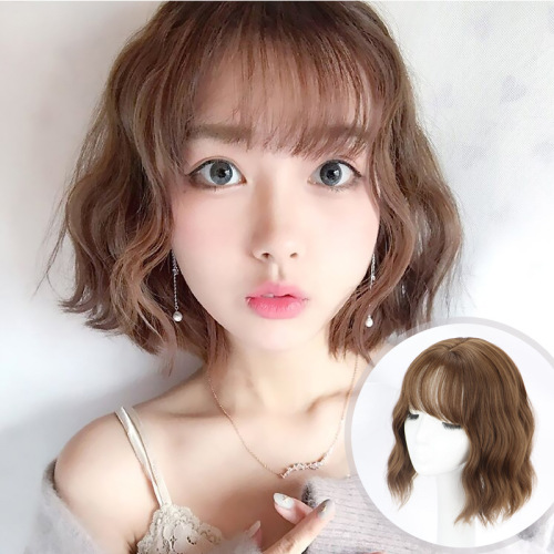 factory wholesale tiktok same wig female short hair water ripple round face fluffy natural internet celebrity short curly hair full head cover