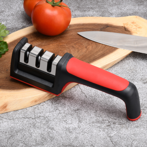 New Red and Black Kitchen Household Sharpening Stone Double Ceramic Tungsten Steel Manual Three-Section Sharpener Gift Sharpener