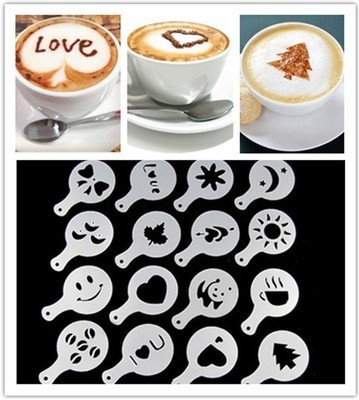 coffee garland mold coffee printing model spray flower mold fancy coffee coffee appliance plastic 16 flowers