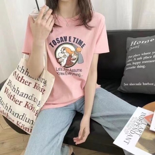 2024 summer cotton short sleeve t-shirt oversized loose multicolor t-shirt slim-looking half-sleeved top stall supply cheap wholesale