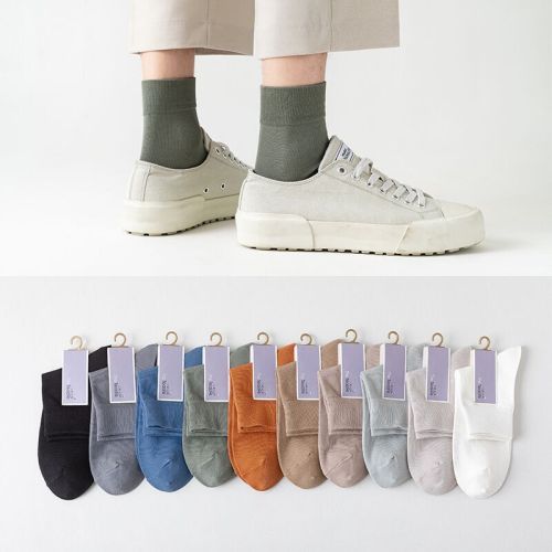Spring and Summer Men‘s Thin Socks Color Casual Middle Tube Cotton Socks Breathable Long Socks One Piece Dropshipping