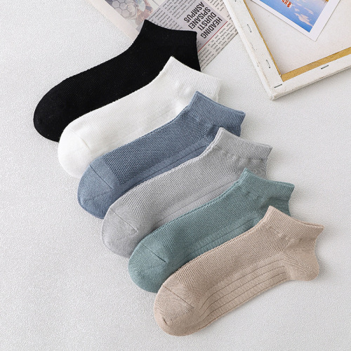 Summer Men‘s Thin Socks Color Cotton Sock Casual Men‘s Socks Mesh Low Cut Invisible Boat Socks One Piece Dropshipping