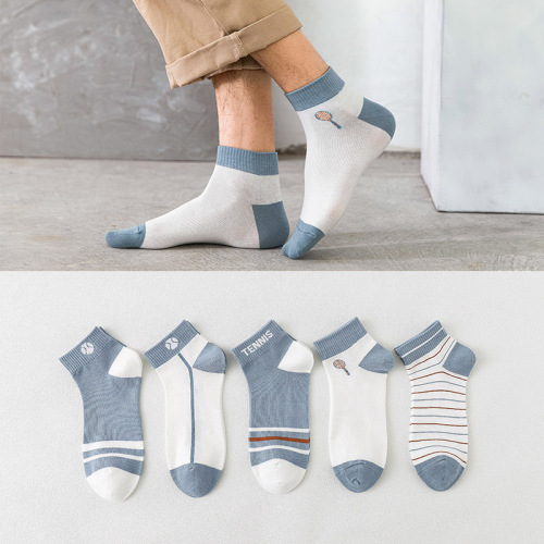 summer socks male socks fashion blue color short thin cotton socks wholesale one piece dropshipping