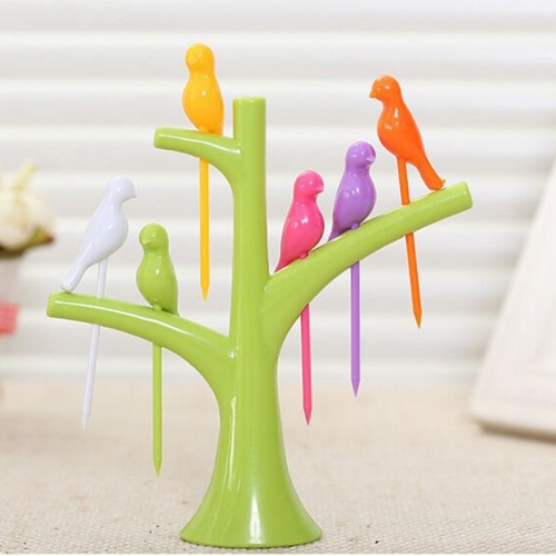 fashion creative treetop stand bird fruit fork set environmentally friendly easy to place fruit sign