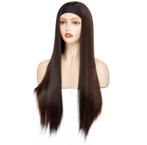 Wig European and American Chemical Fiber Ice Silk Hair Band Headbandwig Piano Color Long Straight Hair Women‘s Headband