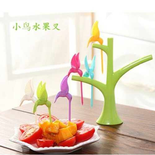 Fashion Creative Flying Bird Fruit Fork Set Creative Fruit Stick Plastic Sign