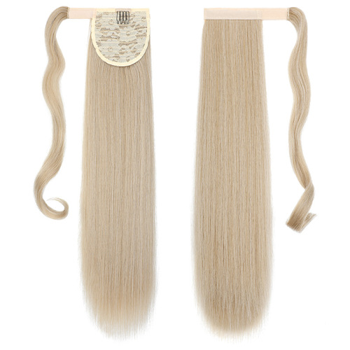 foreign trade wig european and american chemical fiber wig female long straight hair hair extension velcro ponytail wig factory spot