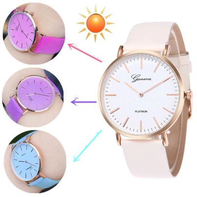 AliExpress Cross-Border Women's Watch Ultrathin and Simple Color Changing Watch Scale Temperature Sensing Female Student Couple Quartz Watch