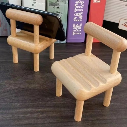 mobile phone stand stool solid wood stand desktop mobile phone tablet lazy mobile phone base decoration chair bracket