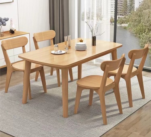 Nordic Solid Wood Household Dining Table Oak Table and Chair One Table Four Chairs Combination Restaurant Coffee Shop Light Luxury Rectangular Table