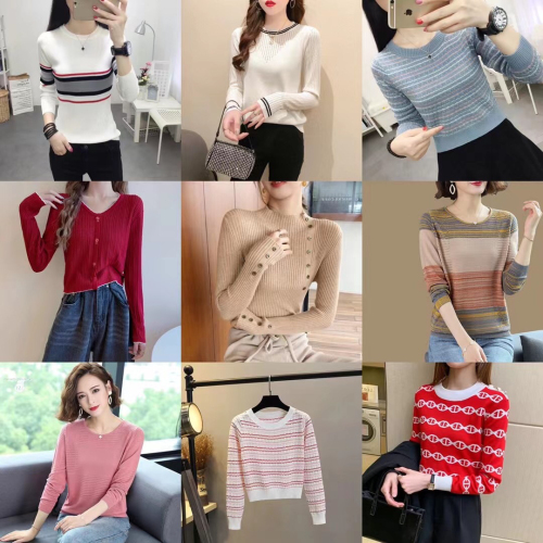 Batch Night Market Stall Supply Autumn and Winter Women‘s Sweater Korean Style Women‘s Bottoming Shirt Model Room Miscellaneous Sweater Factory Direct Sales