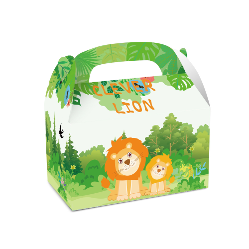 Safari Animal World Party Paper Box Zebra Lion Box Portable Box Cake Box Horn Box Snack