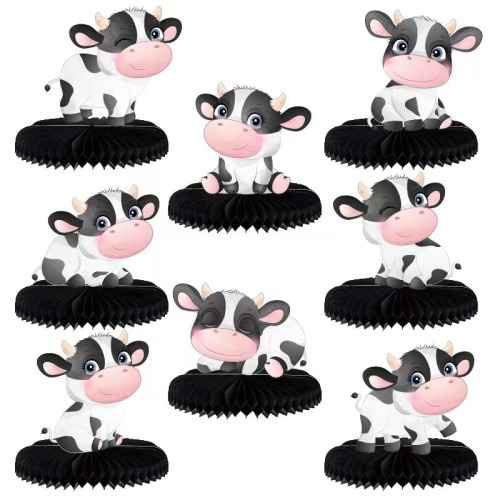 cow theme children‘s birthday party honeycomb decoration boy‘s birthday party decorative paper fan table decoration