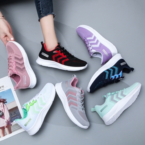 women‘s shoes 2022 summer new korean style breathable flyknit student sports shoes women soft sole lightweight women‘s running shoes