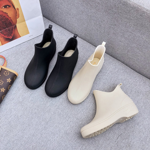 Japanese-Style Fashionable All-Match Rain Boots Women‘s Short Simple Rain Boots Non-Slip Low-Top Water Shoes Shopping Warm Water Boots Frosted Kitchen Shoes