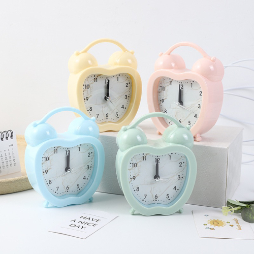 new office home simple round single-sided student clock small alarm clock apple alarm clock with handle