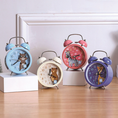 Three-Inch Cute Cartoon Clock Dial Ringing Bell Mute Bedside Alarm Student Wake up Artifact Children‘s Alarm Clock