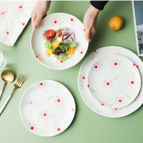 mo shang blooming flower bowl ceramic rectangular plate dish household plate creative fish plate tableware