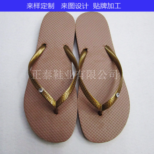 foreign trade custom gold diamond flip-flops beach flip-flops can be printed with logo pattern