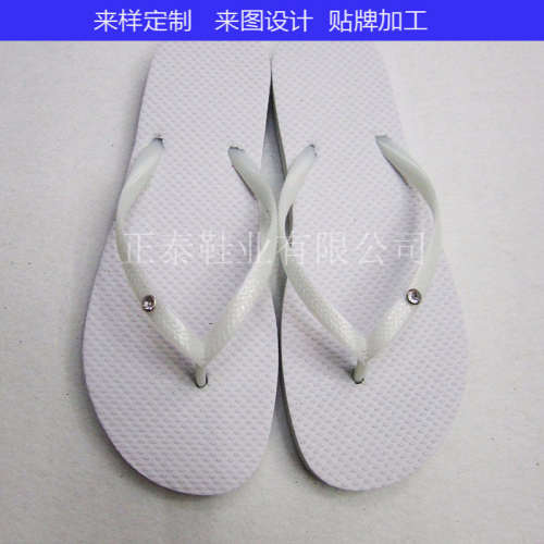 foreign trade custom white diamond flip-flops beach flip-flops can be printed logo pattern