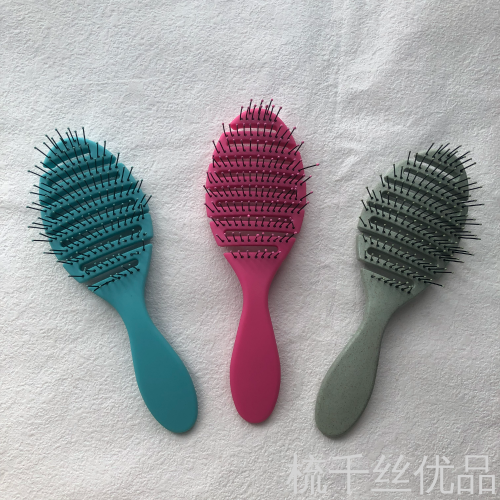 Factory Direct Sales Wet and Dry Comb Straight Hair Curly Hair Rib Comb Elastic Nylon Needle Hair Comb Logo